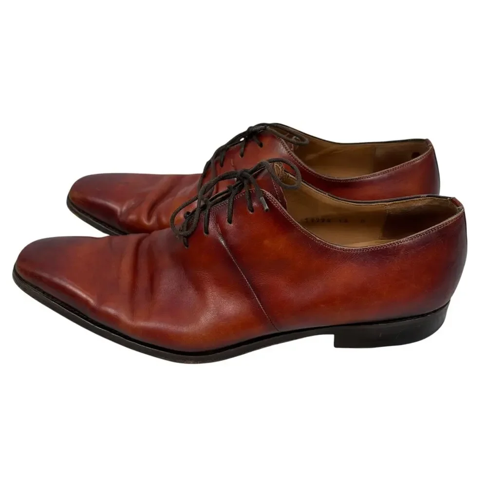 Magnanni Cornado Oxford Shoes Men’s 13 M Brown Leather Lace-Up Square Toe Formal